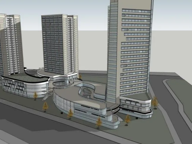 Sketchup Complex Model | Multi story Commercial Complex, Residential, Office, Hotel, Modern Style