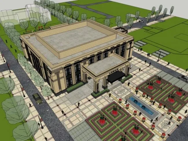 Sketchup Business Model | Low Level Clubhouse, Modern Style