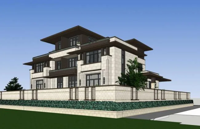 Sketchup Villa Model | Multi story Residential Building, Residential Architecture, Twin Villa, Grassland Style