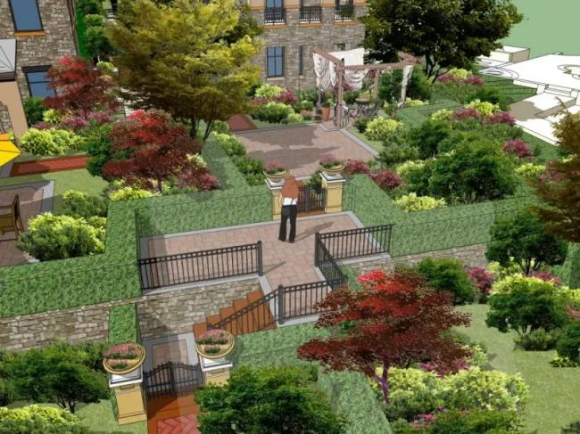 Sketchup Landscape Model | Community Landscape, Residential Landscape, Classical Style