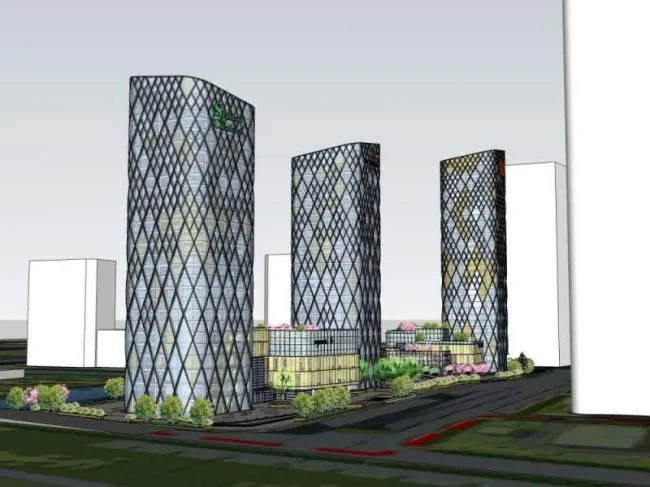 Sketchup Complex Model | High rise Office Building, Ground Floor Commercial, Hotel, Complex, Modern Style