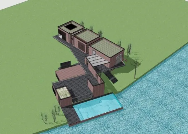 Sketchup Business Model | Modern Style, Multi story Clubhouse