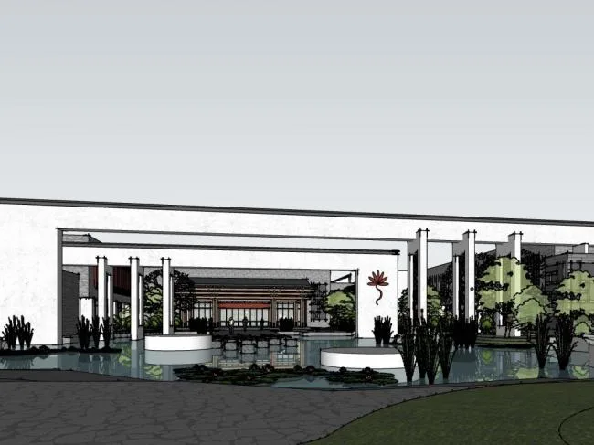 Sketchup Business Model | Multi-story Commercial Street, New Chinese Style
