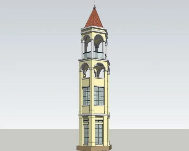 SketchUp Material Models: European Classical Landscape Components Including Tower and Bell Tower