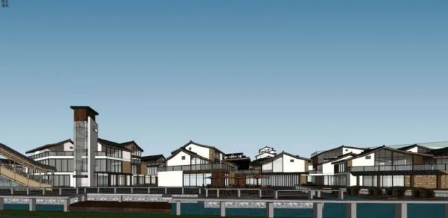 SketchUp Complex Model: Multi-Story Commercial, Residential, and Chinese-Style Hotel Design