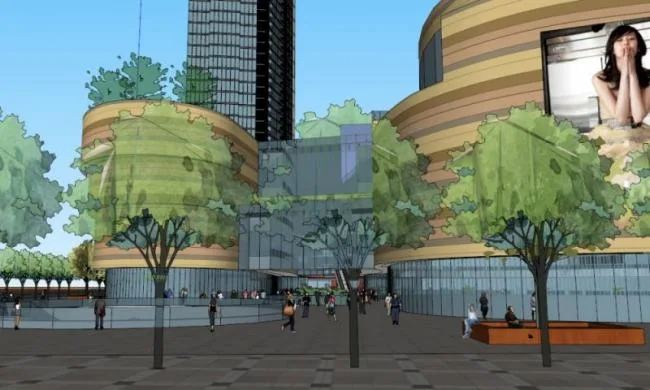 Sketchup Business Model | Multi story Commercial Plaza, Modern Style