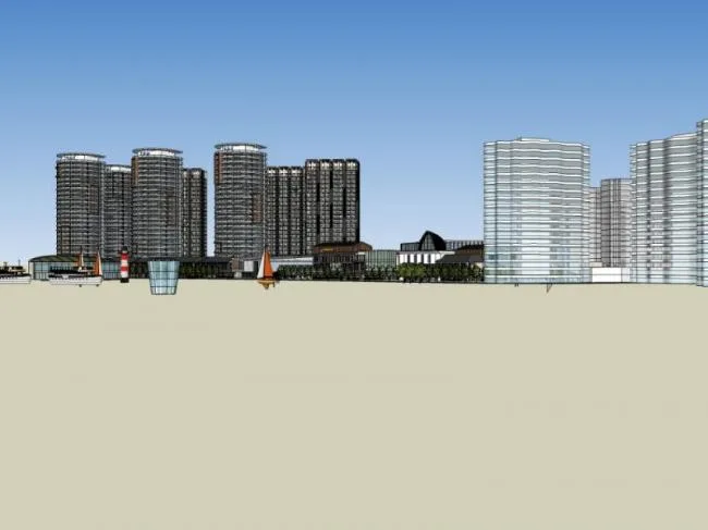 Sketchup Complex Model | Multi story Commercial Complex, Office Building, Residential Apartment, Modern Style