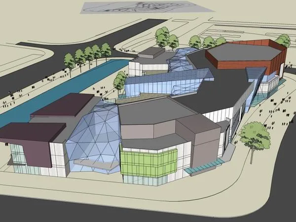 Sketchup Business Model | Multi story Business District, Modern Style