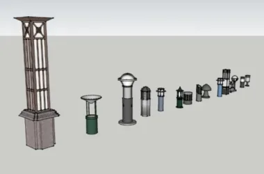 SketchUp Materials: Landscape Lighting and Street Lamp Component Models-BIM WORLD