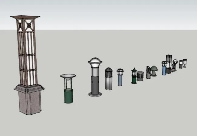 Sketchup Material Model | Landscape Light and Street Lamp Material Component Model