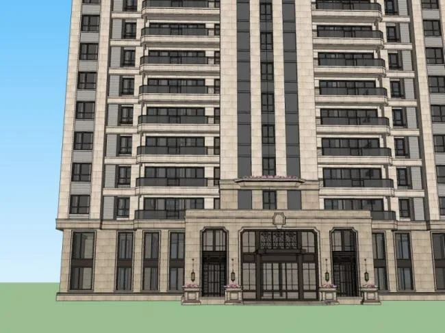 Sketchup Residential Model | High rise Residential Buildings, Residential Buildings, Neoclassical Style