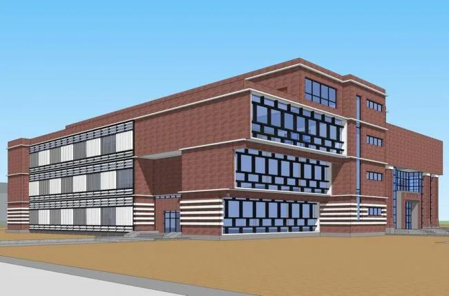 Sketchup Cultural Model | Multi story Library, University Library, Red Brick, Cultural Architecture, Modern Style