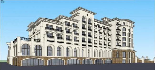 Sketchup Hotel Model | Multi story Hotel, Classical Style, Spanish Style