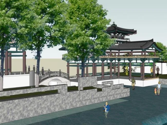 Sketchup Landscape Model | Water Park Landscape, Waterfront Landscape, New Chinese Style