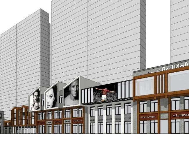 Sketchup Business Model | Multi story Commercial Street, Modern Style