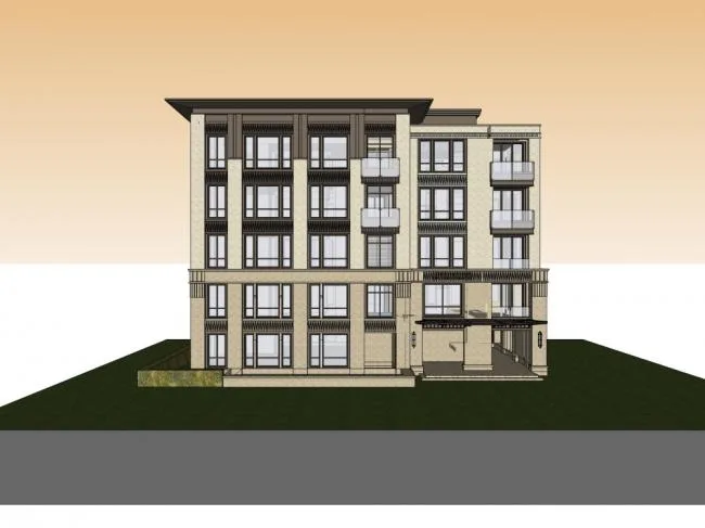Modern Multi-Story Apartment Residential Model in SketchUp