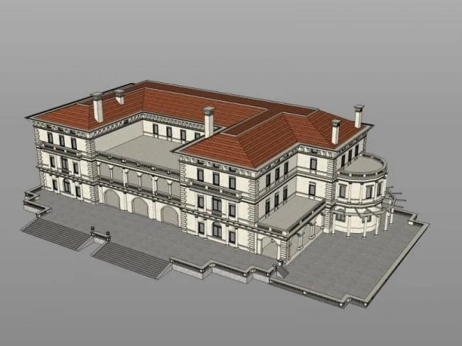 SketchUp Villa Model | Stacked Villa, Classical Style