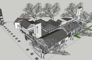 SketchUp Business Model: Multi-Story Clubhouse in New Chinese Style Commercial Architecture-BIM WORLD