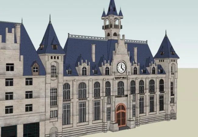 Sketchup Hotel Model | Multi story Hotel, French Classical Style