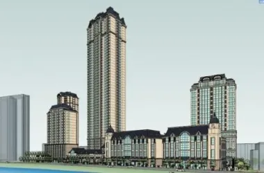 SketchUp Model of a French Classical High-Rise: Residential, Office, Mixed-Use with Ground Floor Retail-BIM WORLD