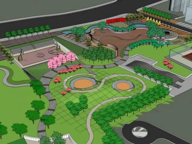 Sketchup Landscape Model | Courtyard Landscape, Modern Style, Modern Courtyard Landscape