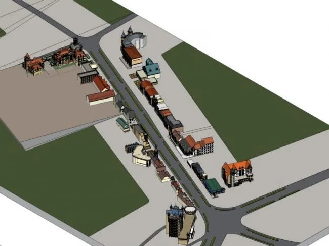 Sketchup Business Model | Multi-story Commercial Pedestrian Street, Classical Style