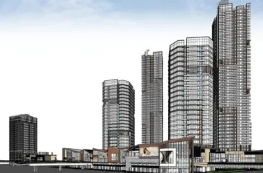 SketchUp Model of a Modern Super High-Rise Commercial Complex with Office and Hotel Spaces-BIM WORLD
