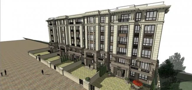 Sketchup Residential Model | Multi story Residence, Garden House, Residential Building, Neoclassical Style