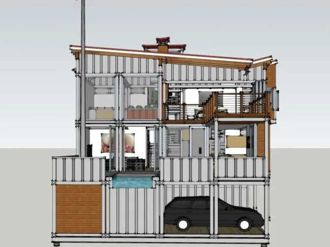 Modern Single-Family Residence Model in SketchUp