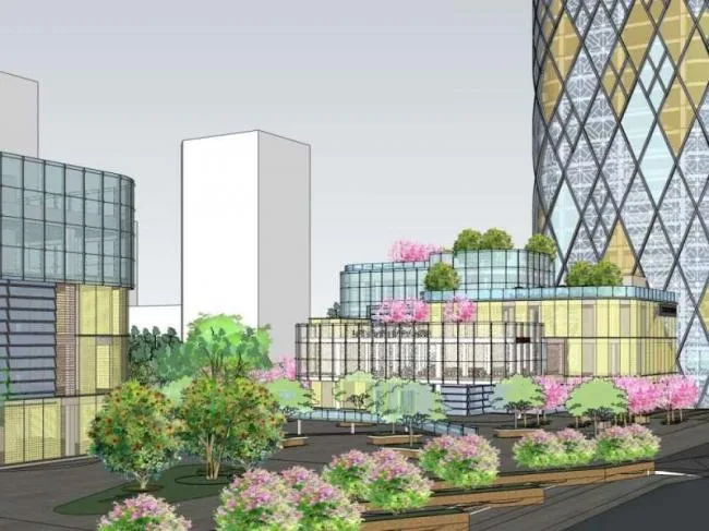 Sketchup Complex Model | High rise Office Building, Ground Floor Commercial, Hotel, Complex, Modern Style