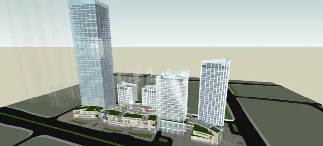 Sketchup Complex Model | Commercial Complex, High Rise Office, Modern Style
