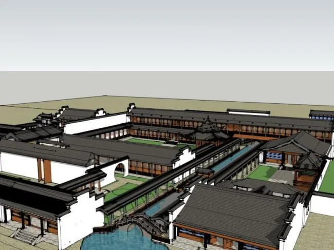 Sketchup Residential Model | Multi story Courtyard, Residential Building, Chinese Style