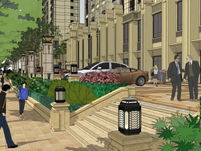 Sketchup Landscape Model | Commercial Street Landscape, Residential Landscape, Classical Style