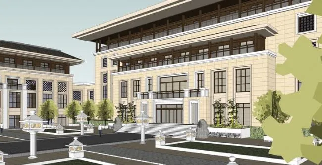 Sketchup Hotel Model | Multi story Ecological Resort Hotel, Clubhouse, New Chinese Style