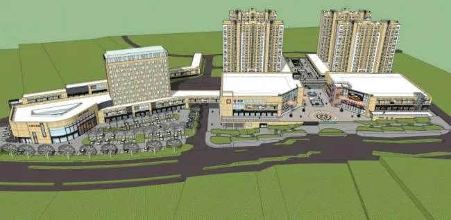 Sketchup Residential Model | High rise residential, ground floor commercial, modern style