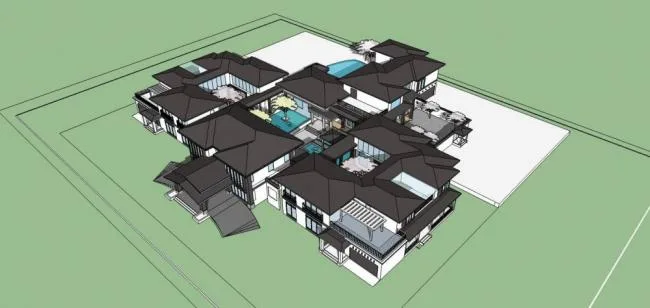Sketchup Business Model | Multi story clubhouse, commercial building, Chinese style
