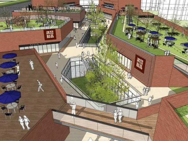 Sketchup Business Model | Multi story commercial building, modern style, commercial street
