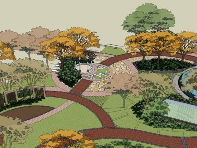 Sketchup Landscape Model | Park Landscape, Modern Style