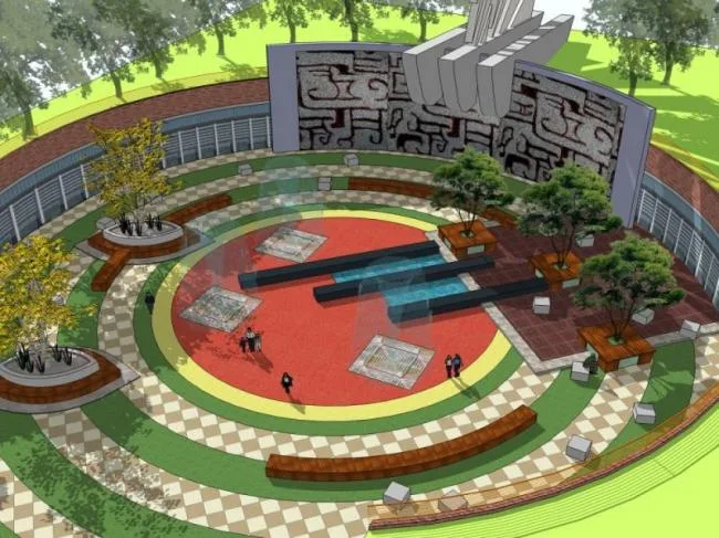 Sketchup Landscape Model | Square Landscape, Modern Style