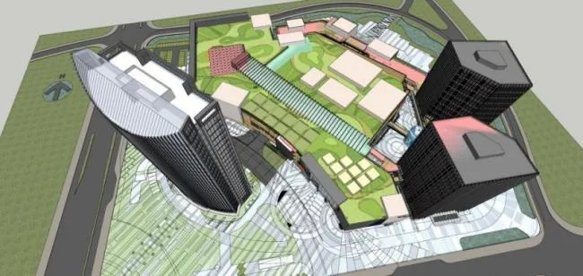 Sketchup Business Model | Super high-rise office building, commercial, commercial complex, modern style