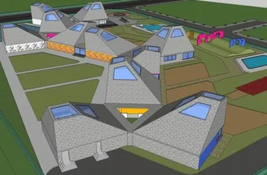 Modern Multi-Story Kindergarten School Model | Campus Architecture in SketchUp-BIM WORLD