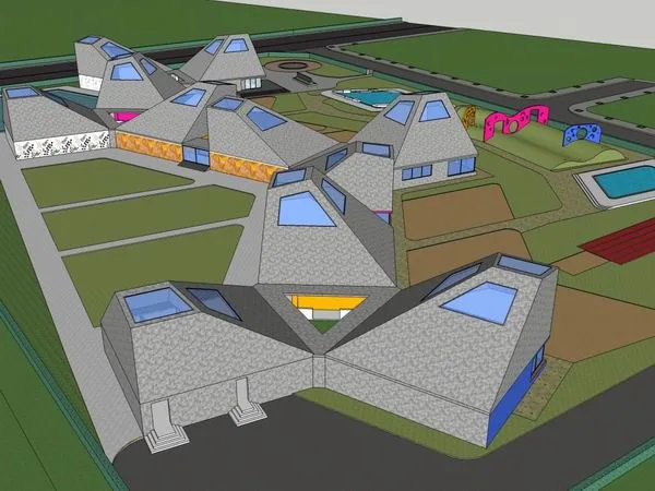 Sketchup School Model | Multi story Kindergarten School, Campus Educational Architecture, Modern Style
