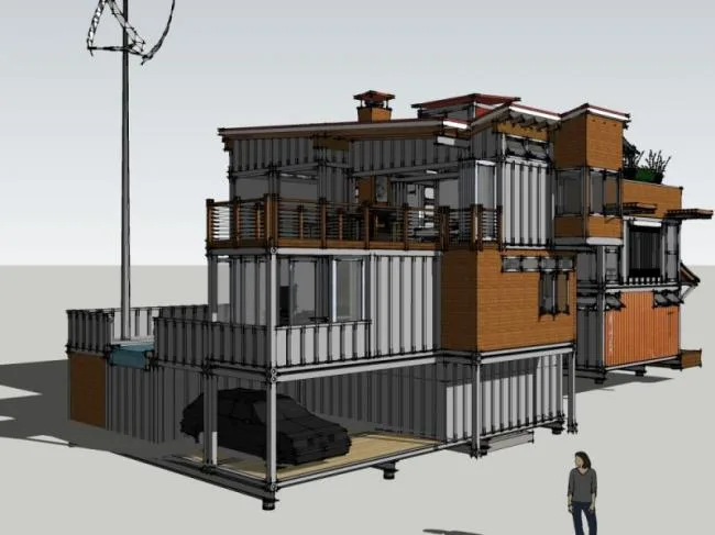 Sketchup Residential Model | Single Family Residence, Modern Style