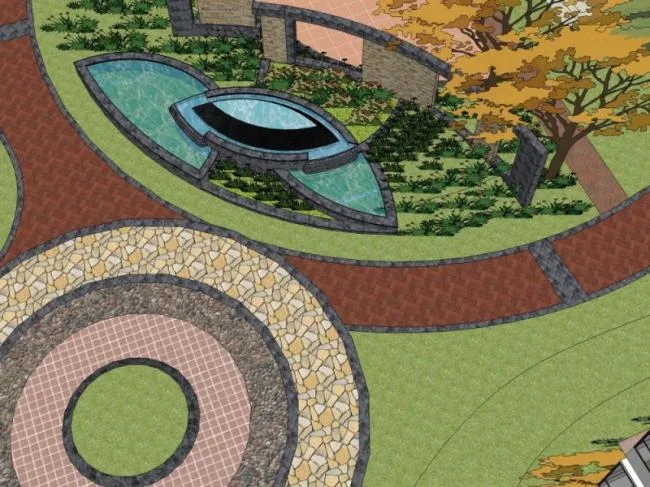 Sketchup Landscape Model | Community Landscape, Residential Landscape, Modern Style