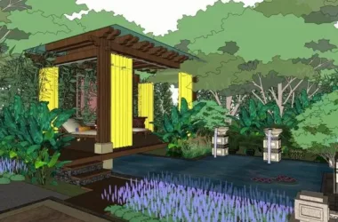 SketchUp Villa Model: Solo Southeast Asian Classical Style Villa-BIM WORLD