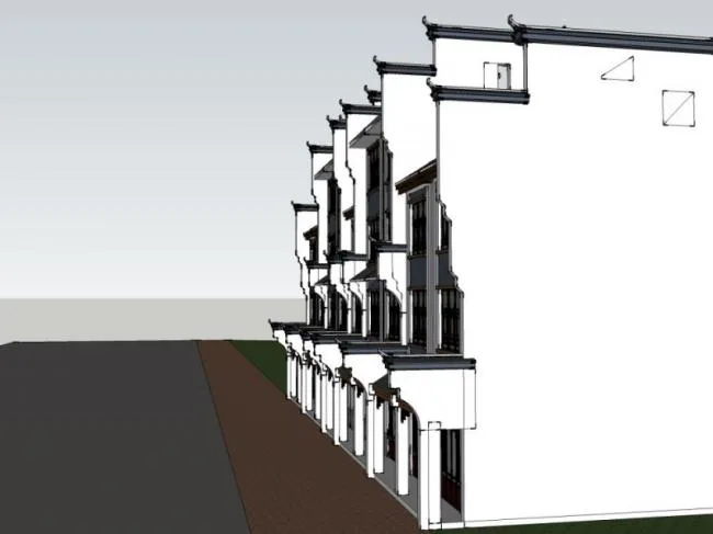 Huizhou-Style Multi-Story Residential Model in SketchUp