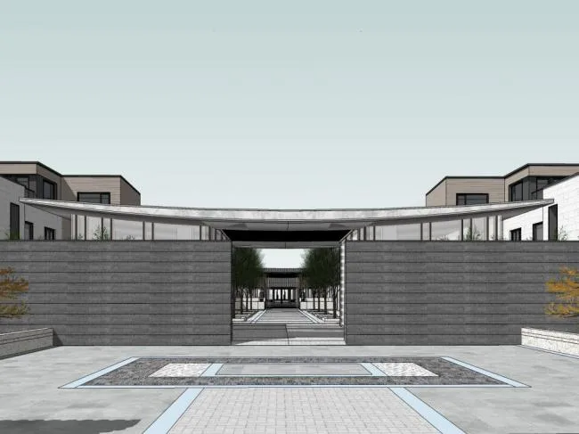 SketchUp Business Model: Multi-Story Commercial Sales Office with Chinese Design Elements