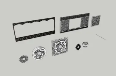 SketchUp Material Models: Architectural Components, Window Designs, and Chinese Style Elements-BIM WORLD