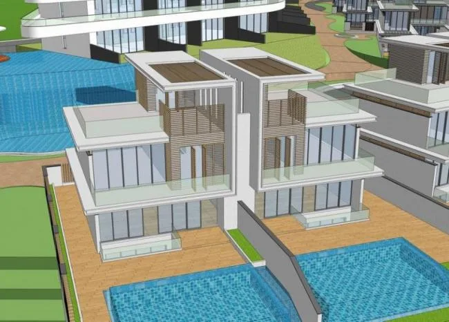 Sketchup Hotel Model | High rise Coastal Villa Hotel, Modern Style