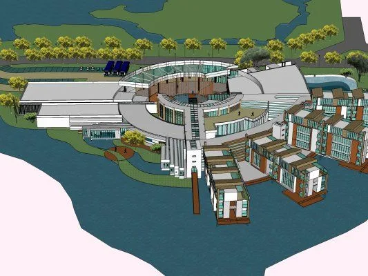 Sketchup Hotel Model | Multi story Resort Hotel Cluster, Modern Style